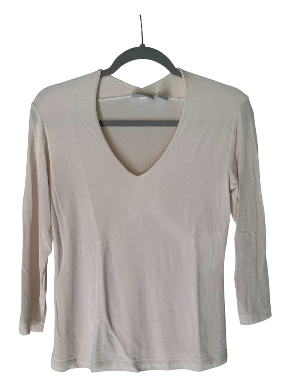 Chico's Traveler V-Neck Off White 3/4” Sleeve Top, Women’s